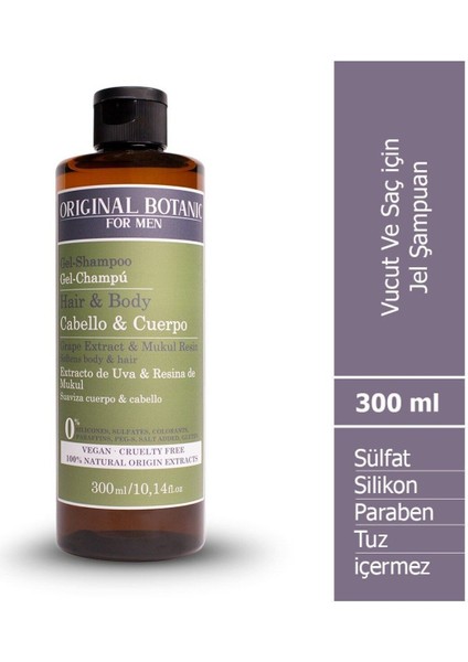 ORIGINAL BOTANIC Vucut Ve Saç için Vegan Jel Şampuan Erkek 300mll