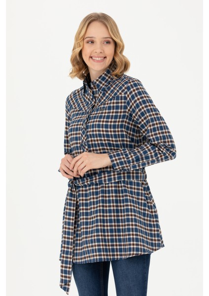 Kadın Lacivert Gömlek Desenli 50271513-VR033