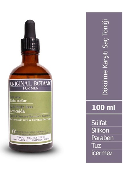 ORIGINAL BOTANIC Vegan Dökülme Karşıtı Saç Toniği Erkek 100ml