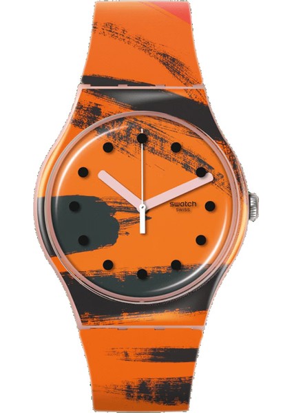 SUOZ362 Swatch Barns-Graham's Orange And Red On Pink Unisex Kol Saati