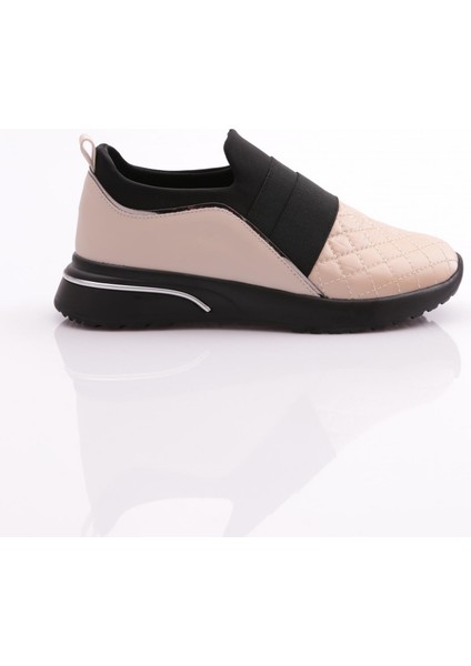 204 Kadin Üstü Lastikli Kare Desenli Sneaker Ayakkabi