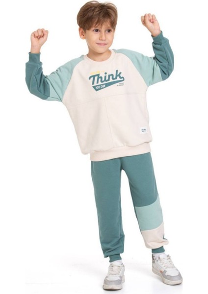 Slogan Baskılı, Ekru-Yeşil Renk Unisex Eşofmantakımı fiyatları