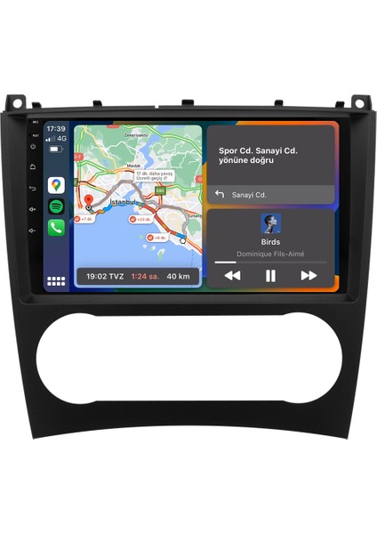 Mercedes C Serisi W203 (2005-2007) Android 14 Multimedya Carplay 10 Inch 4 GB Ram / 64 GB Hafıza CRV-4341XR