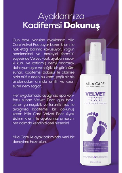 Velvet Foot Topuk Çatlak Ve Ayak Bakım Kremi 100ml X 3 Adet