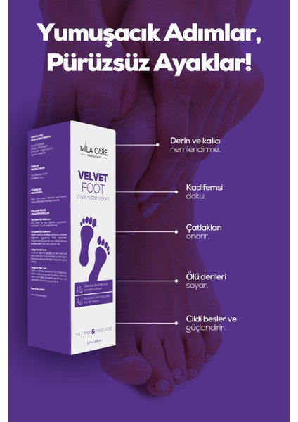 Velvet Foot Topuk Çatlak Ve Ayak Bakım Kremi 100ml X 3 Adet