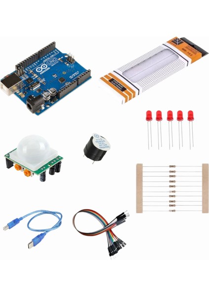 Arduino Pır  Hareket Sensörünü Kullanarak Hırsız Alarmı Proje Seti/ E-Pdf Devre Şemalı Içerikli