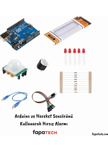 Arduino Pır  Hareket Sensörünü Kullanarak Hırsız Alarmı Proje Seti/ E-Pdf Devre Şemalı Içerikli