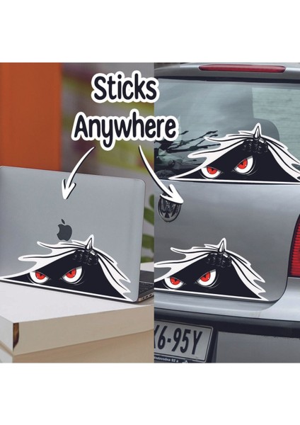 3D Sticker Karanlık Gözler Oto Sticker, Motorsiklet, Kask, Laptop Sticker 11X4 cm Oto Aksesuar