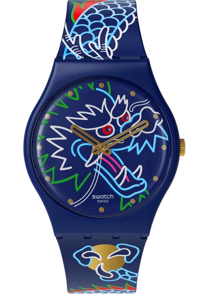 SO28Z125 Swatch Dragon In Waves Bayan Kol Saati