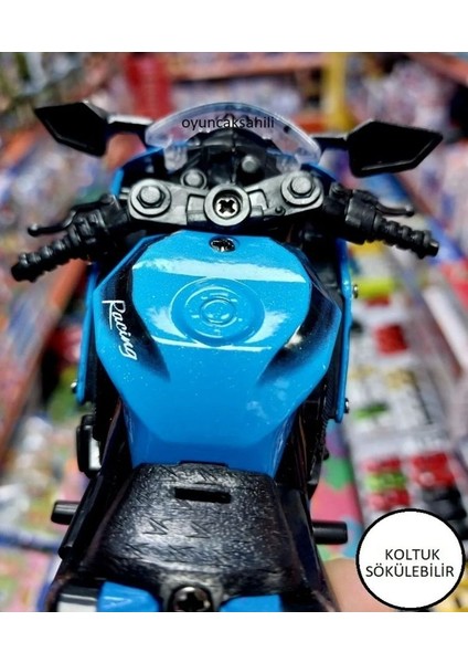 Honda Cbr Motor Oyuncak Yarış Motorsiklet Diecast Metal Model Araç Çek Bırak 13 cm
