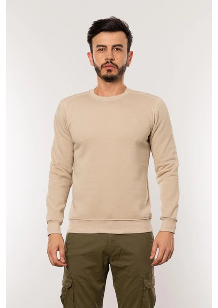 Caz 5615 Bisiklet Yaka Kalın 3 Iplik Düz Erkek Sweat