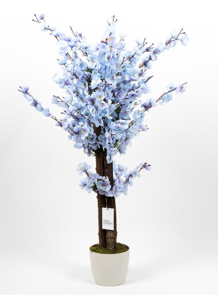 Beyaz Renkli Saksıda Sonbahar Renkli 100 cm Yapay Japon Bahardalı Ağacı