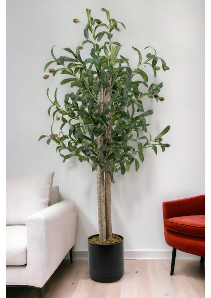 Siyah Saksıda 100 cm Yapay Zeytin Ağacı