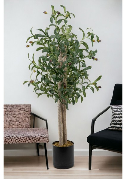 Siyah Saksıda 100 cm Yapay Zeytin Ağacı