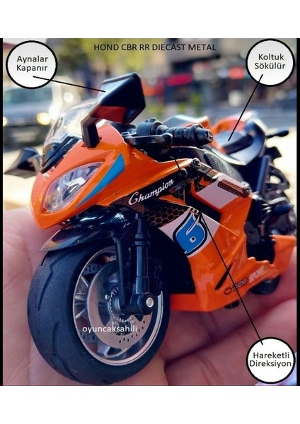 Honda Cbr Oyuncak Motor Diecast Motorsiklet Metal Model Araç Çek Bırak Koleksiyon 13 cm