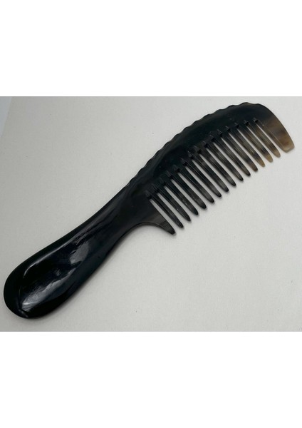 Saplı Kemik Tarak Doğal 19 cm KT-132 Sığır Boynuzu El Yapımı Geniş Diş Aralıklı Kemik Tarağı