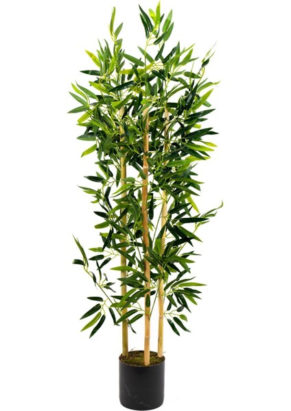Yapay Yoğun Yapraklı Dekoratif Bambu Ağacı 3 Gövde 120CM
