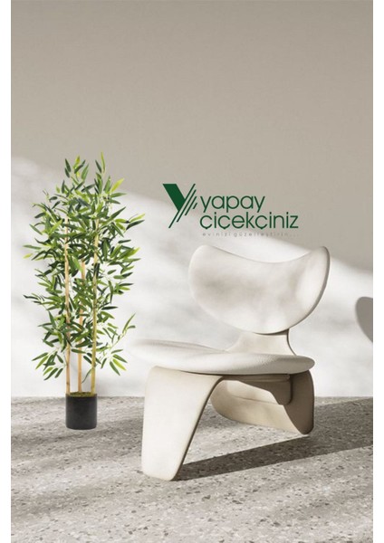 Yapay Yoğun Yapraklı Dekoratif Bambu Ağacı 3 Gövde 120CM