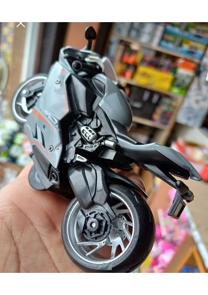 Motor Kawasaki Ninja ZX10R Tarz Motorsiklet Metal Işıklı Sesli Koleksiyon Model Oyuncak Motosiklet