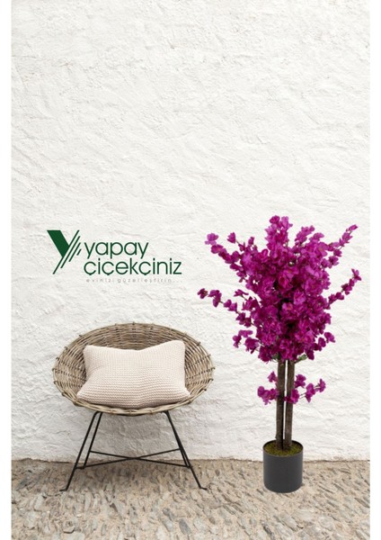 Gri Saksıda Mor Renkli Yapay Bahardalı Ağacı 100 cm modelleri