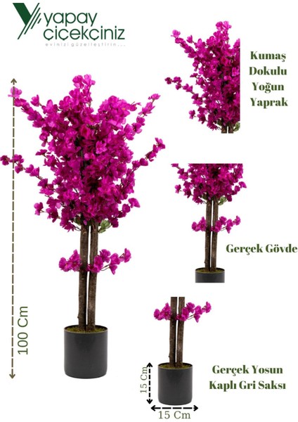 Gri Saksıda Mor Renkli Yapay Bahardalı Ağacı 100 cm indirimleri