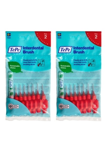 Interdental Brush Arayüz Fırçası Kırmızı 0.5 Mm 8 Li X 2 Ad