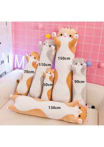 Catherine Shop Peluş Kedi Yumuşak Çocuk Peluş Oyuncak Yastık Uzun Pamuk Yavru Kedi Sevimli Oyuncak Doldurulmuş Hayvan Oyuncak Kızlar Için (Gri 50CM/19.7IN) (Yurt Dışından)