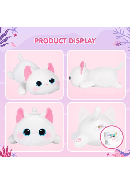 Catherine Shop Sevimli Kedi Peluş Yastık, Kawaii Peluş Beyaz Kedi Doldurulmuş Oyuncak, Yumuşak Peluş Oyuncak, Çocuklar ve Kızlar Için Vücut Yastığı (Yurt Dışından)