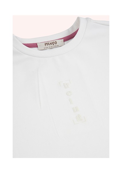 Kız Çocuk Baskı Detaylı Ekru Tişört modelleri