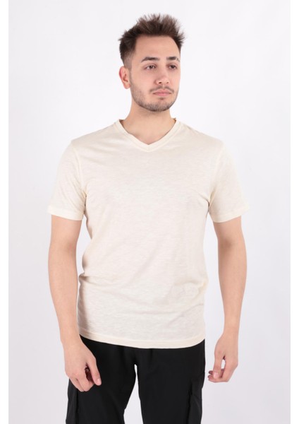 4601 Erkek V Flamlı T-Shirt