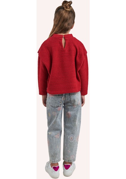 Kız Çocuk Dokulu Örme Kırmızı Triko fiyatları