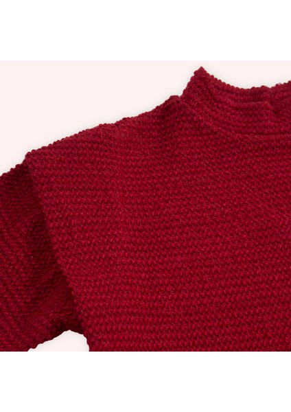 Kız Çocuk Dokulu Örme Kırmızı Triko indirimleri