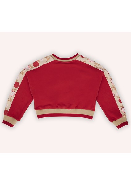 Kız Çocuk Kolları Parça Detaylı Kırmızı Sweatshirt fırsatları