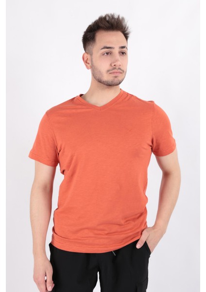 4601 Erkek V Flamlı T-Shirt