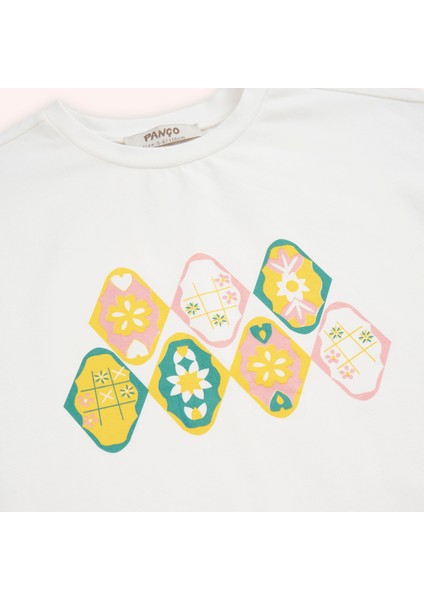 Kız Çocuk Baskılı Ekru Tişört modelleri