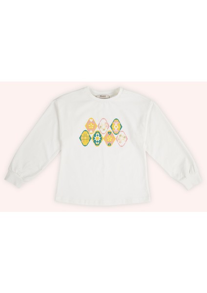 Kız Çocuk Baskılı Ekru Tişört indirimleri