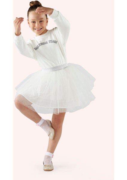 Kız Çocuk Sim Lastikli Ekru Tütü Etek indirimleri