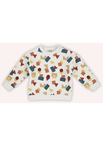 Erkek Bebek Baskılı Ekru Sweatshirt