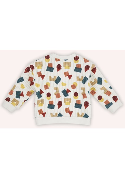 Erkek Bebek Baskılı Ekru Sweatshirt