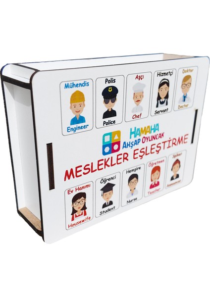 Eğitici Ahşap Oyuncak | Meslek Şekilleriyle Zihinsel Becerileri Geliştiren Ahşap Denkleştirme Blokları | 20 Parça Kutulu Eğitici Oyuncak