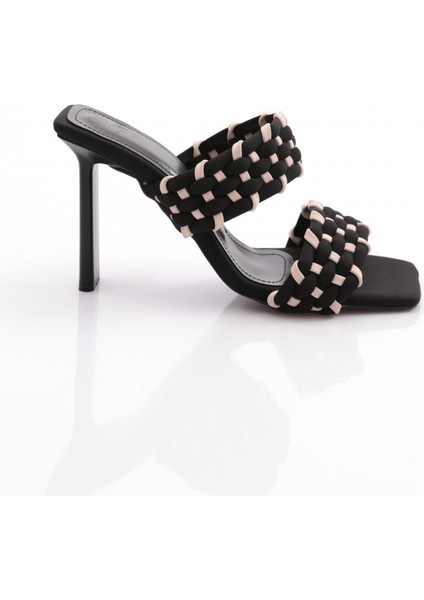 C5215 Kadin Çift Şeritli Topuklu Terlik