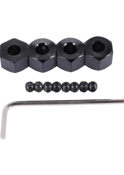 4 Adet 5mm Ila 12MM Metal Birleştirici Tekerlek Göbeği Altıgen Adaptör Wpl D12 C14 C24 B14 B16 Mn D90 D91 Rc Araba Yükseltme Parçaları, Siyah (Yurt Dışından)