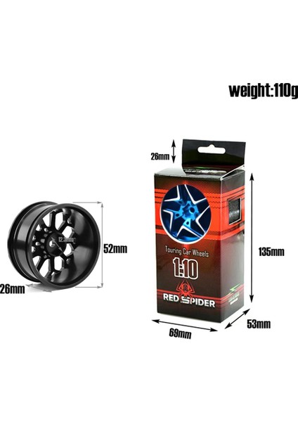 4 Adet 1/10 On-Road Drift Araba 52 mm Alüminyum Alaşımlı Metal Tekerlek Göbeği 1.9 Inç Tırmanma Araba Jant Hsp Tamiya Hpı, Mavi (Yurt Dışından)