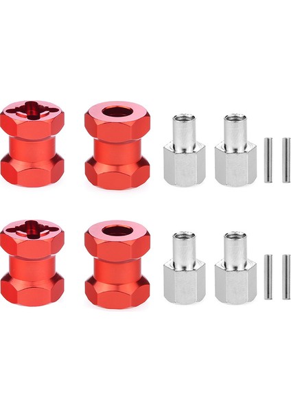 Rc Araba Metal 12MM Tekerlek Altıgen Hub 15MM Uzatma Çoğaltıcı Eksenel SCX10 D90 CC01 F350 1/10 Rc Paletli-Kırmızı (Yurt Dışından)