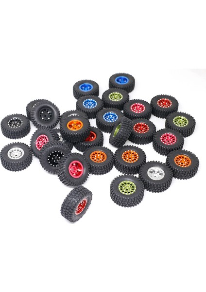 1.0 Metal Beadlock Tekerlek Göbekleri ve Kauçuk Lastikler Seti 1/24 Rc Paletli Araba Eksenel SCX24 Fms FCX24 Traxxas TRX4M, Yeşil (Yurt Dışından)