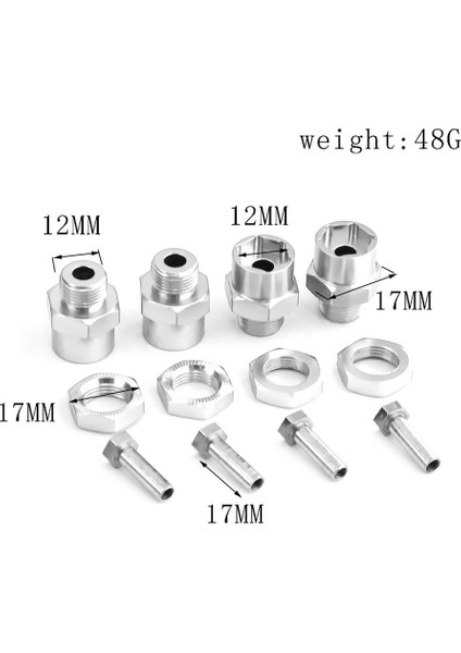 4 Adet Metal Altıgen Adaptör 12MM Ila 17MM Tekerlek Altıgen Hub Adaptör Uzatma Dönüşüm Somunları 1/10 Rc Araba, Siyah (Yurt Dışından)