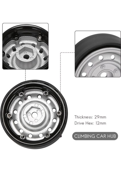 Adet Metal 1.9 Inç Beadlock Jant Hub 1/10 Rc Paletli Araba Eksenel SCX10 90046 Traxxas Trx4 RC4WD D90 D110, Gümüş 12 Küçük Delik (Yurt Dışından)