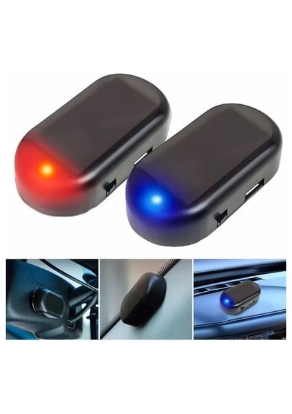 Araç Için Caydırıcı Solar Enerji Ile Şarj Olan Güçlü Yapışkanlı Işıklı Plastik Mini Sahte Alarm