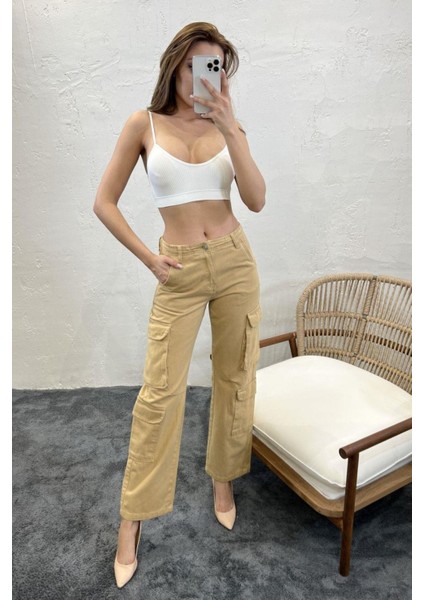 Kadın Kargo Cep Gabardin Kadın Pantolon 1084 fırsatları