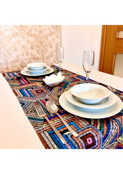 Premium Runner Masa Örtüsü Dekoratif Masa Örtüsü Balkon Masa Örtüsü